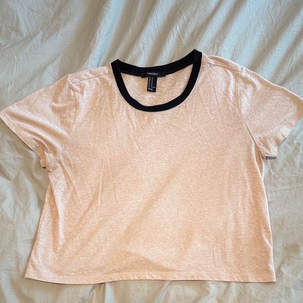 Forever 21 Cream Tee with Black Trim